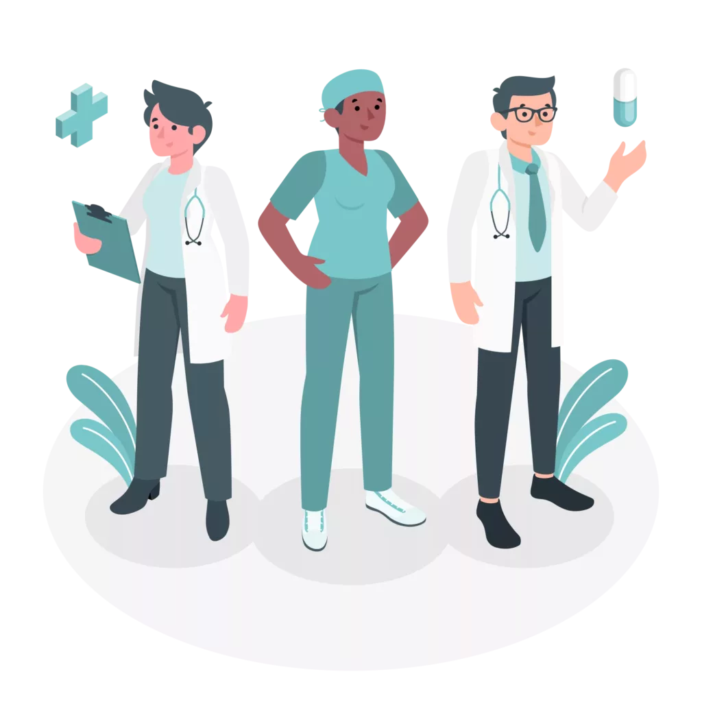 Illustration équipe de médecin généraliste.