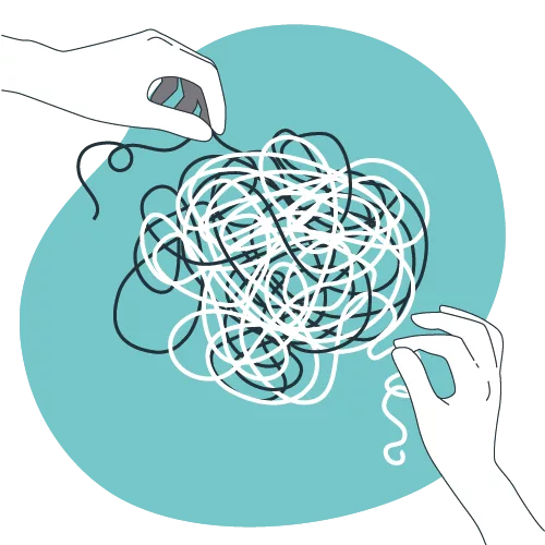 Illustration du nœud psychologique que l'on peut ressentir en neuropsychologie.