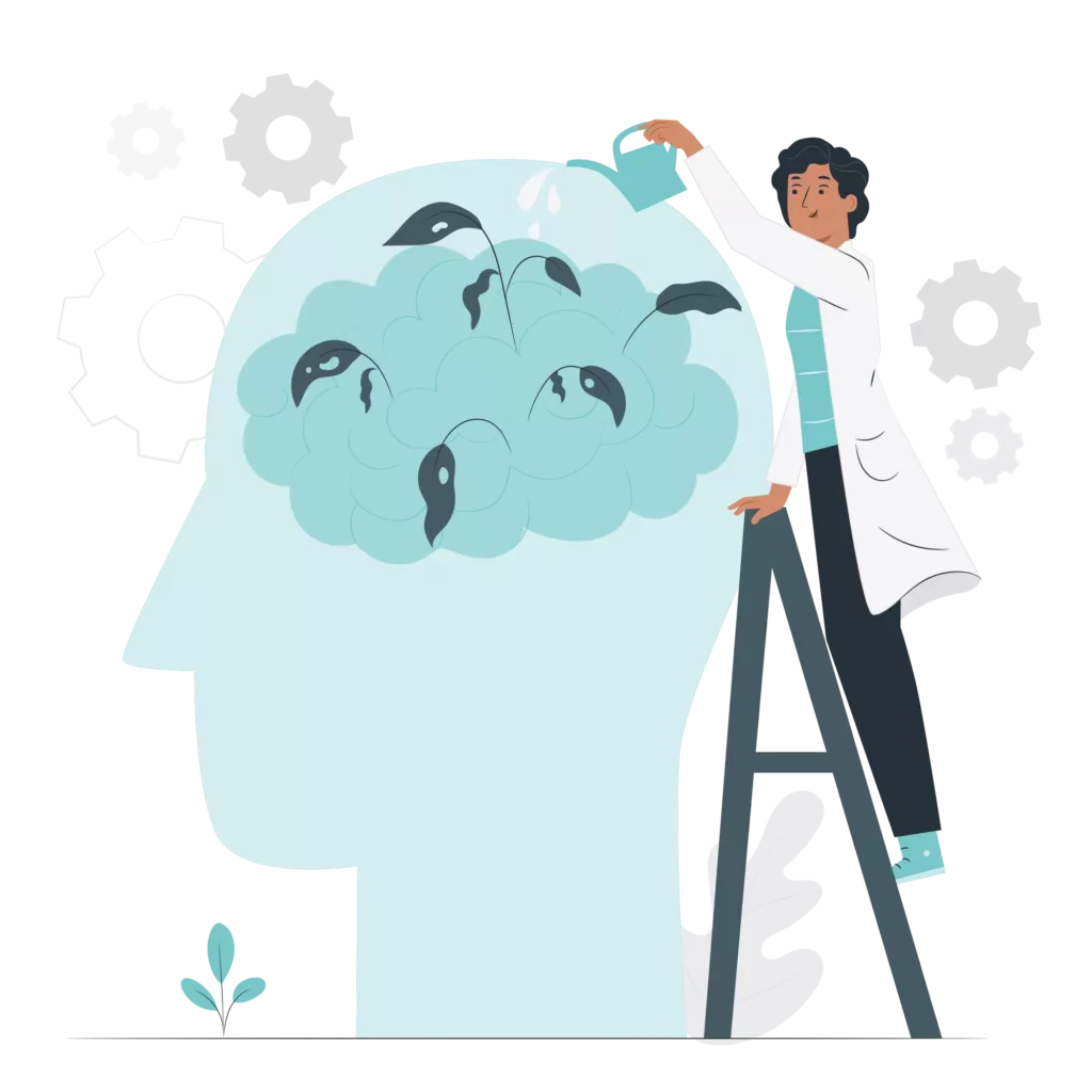 Illustration entretien du cerveau : semer des graines. On nourrit notre cerveau.