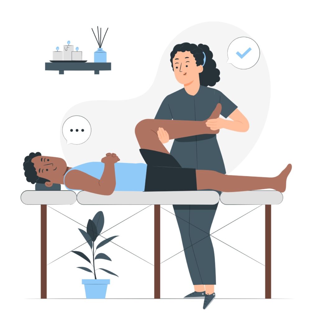 Illustration d'une séance d'ostéopathie.