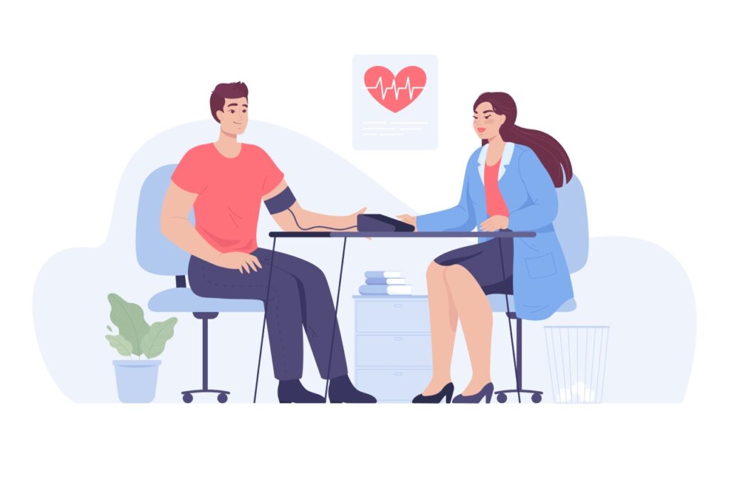 Illustration d'un diagnostic cardiaque chez le médecin.
